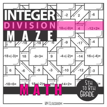 Integer Maze Division Task Cards By Km Classroom Tpt