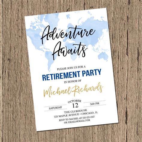 Adventure Awaits Retirement Party Invitations Travel Theme Etsy