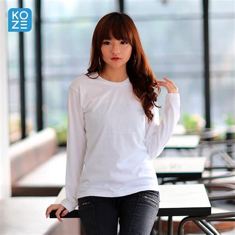 Jual Kaos Polos Koze Long Sleeve Comfort White Shopee Indonesia