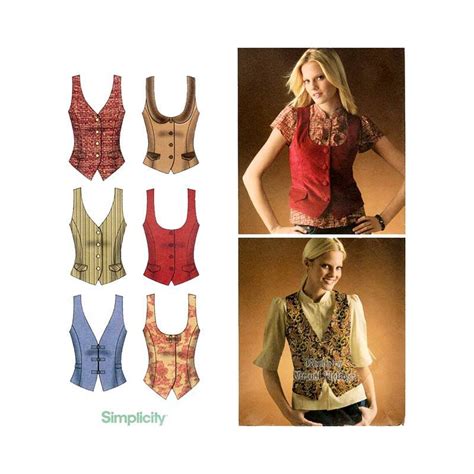 Womens Vest Pattern Simplicity 4079 Easy To Sew Lined Vests Sizes 14 T