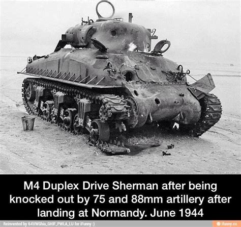 A Duplex Drive Amphibious Sherman Tank On The Normandy Beach It Was