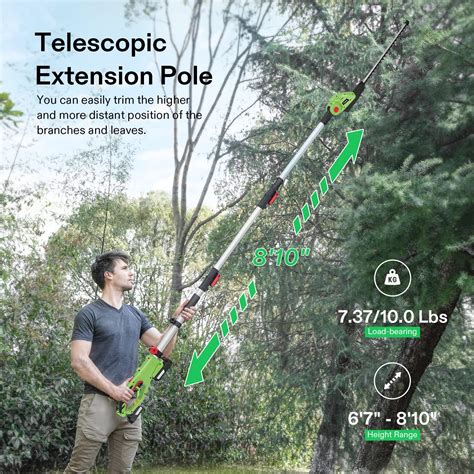 Electric Telescoping Pole Hedge Trimmer Extendable Trim Garden Gear