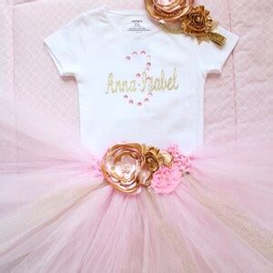 Beautiful Pink Gold Tutu Skirt Satin Flower Headband and - Etsy