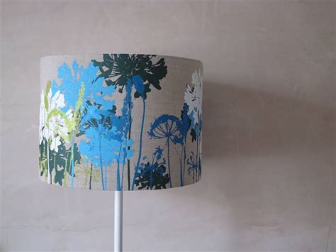 Botanical Screen Printed Lampshade Blues And Greens By Emma Purdie Floral Lampshade Screen