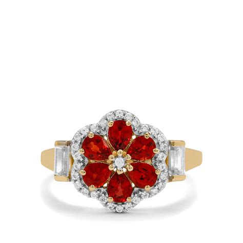 Songea Red Sapphire White Zircon K Gold Ring Atgw Cts Gemporia