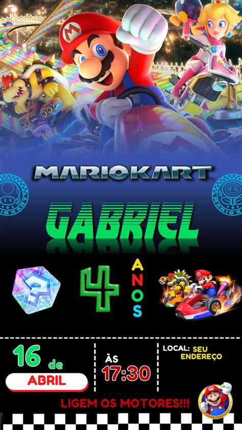 Convite Digital Mario Kart Elo Produtos Especiais