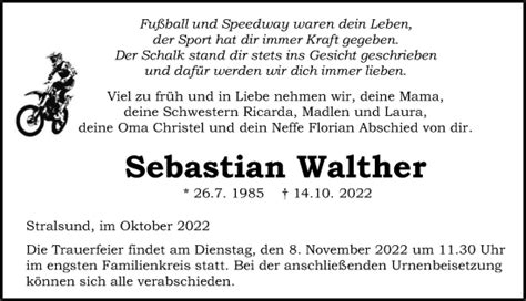 Traueranzeigen Von Sebastian Walther Trauer Anzeigen De