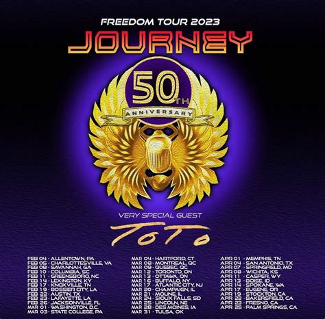 Journey Freedom Tour (Ft. Toto) 2023 Schedule : r/journey