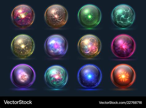 Magical crystal orbs glowing magic balls Vector Image