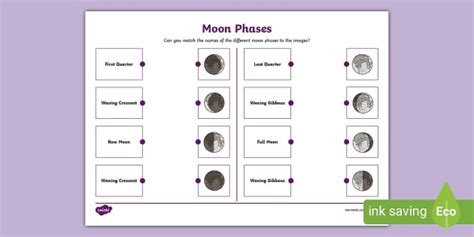 Moon Phases Matching Activity Teacher Made Twinkl Worksheets Library