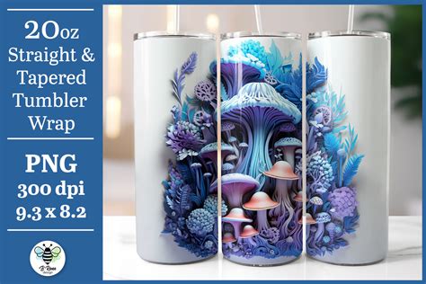 Blue And Pink D Mushroom Tumbler Wrap Graphic By B Renee Design