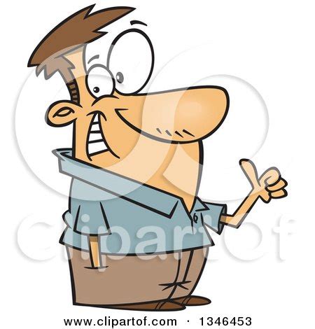 Clipart of a Cartoon Happy Brunette Caucasian Left Handed Man Giving a ...