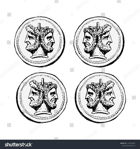 Twofaced Janus Two Male Heads Profile Stock Vector (Royalty Free ...