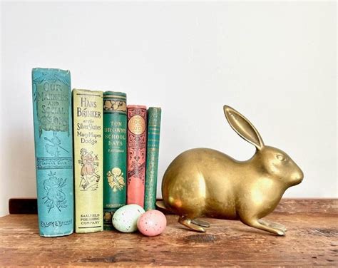 Large And Heavy Vintage Brass Bunny Rabbit Figurine Paperweight Bookend Vintage Brass Brass Bunny