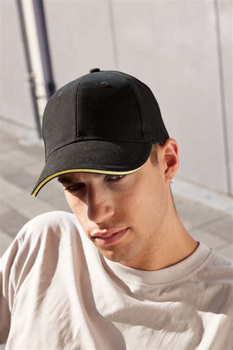 Unisex Panel Sandwich Cap Black Yellow Daiber