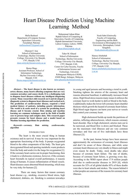 Pdf Heart Disease Prediction Using Machine Learning Method