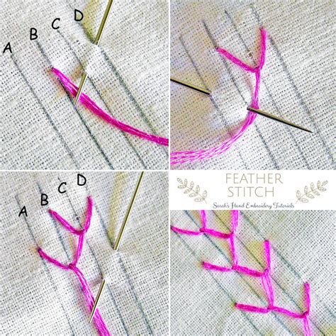 Step By Step Tutorial Of Feather Stitch Use This On Floral And Leaf