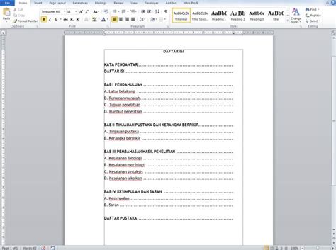 Cara Membuat Garis Titik Titik Daftar Isi Di Ms Word Wibawa Blogs