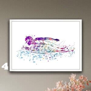 Swimming Breaststroke Boy Watercolor Art Framed Print Water Sports