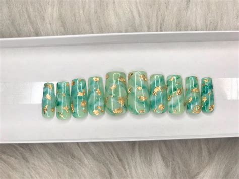 First Time Doing Jade Marbling With Gold Foil 🥰 Rnails