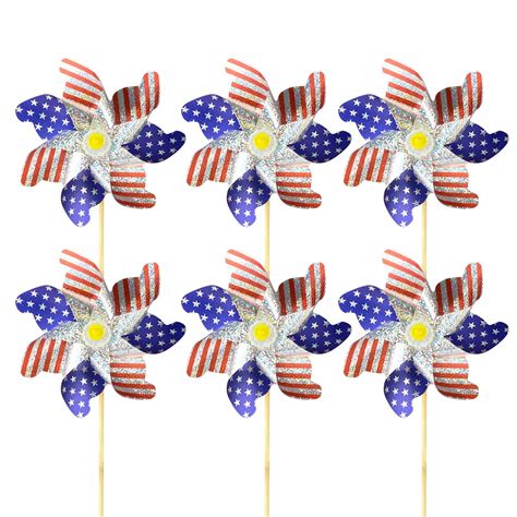 24pcs Fourth Of July Pinwheels Red White And Blue 4th Of July