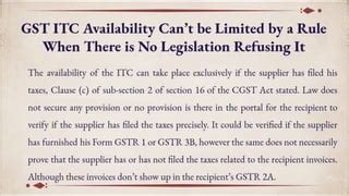 Easily Grasp The Gst Itc Differences Between Gstr B And A Forms Ppt