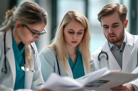 Scene With Three Medical Professionals Premium Ai Generated Image