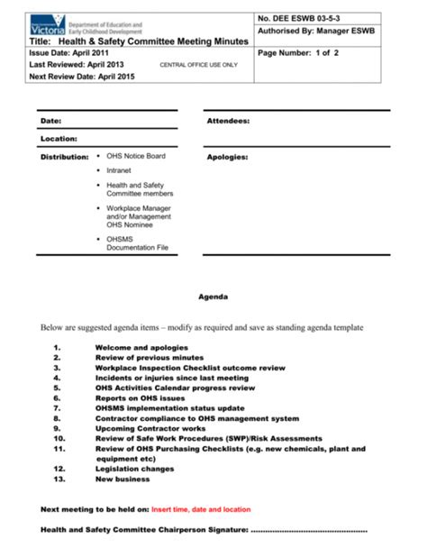 Parent Meeting Agenda Template Good Faith Estimate Mental Health