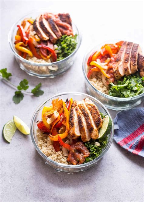 Chicken Fajita Quinoa Bowls Inquiring Chef