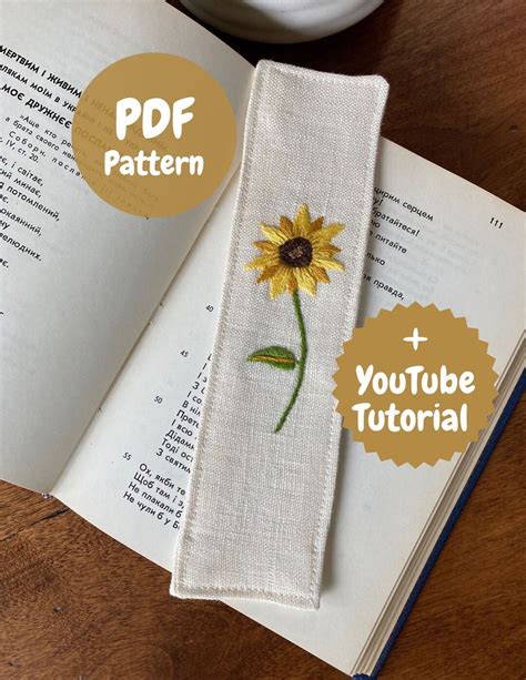 PDF Embroidery Pattern, Sunflower Embroidery With Youtube Video ...