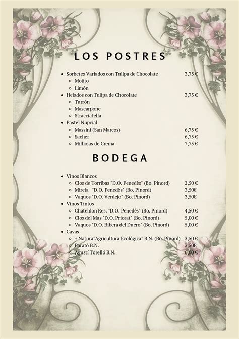 Menú para bodas