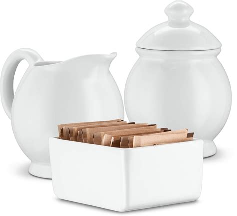 Buy Kook Ceramic Sugar Creamer Set 3 Piece Porcelain Coffee Serving