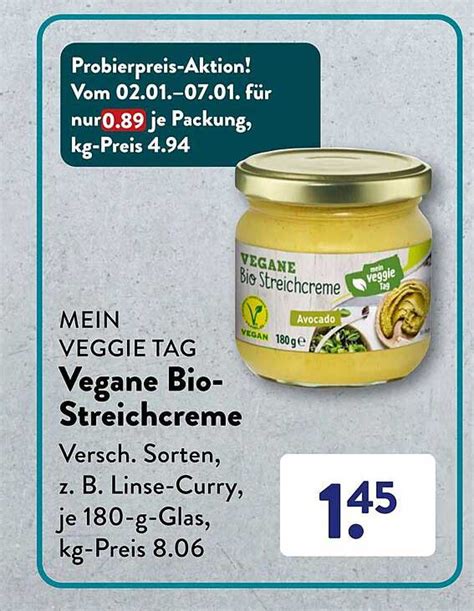 Meine Veggie Tag Vegane Bio streichcreme Angebot bei ALDI SÜD