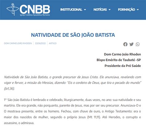 CNBB Natividade de São João Batista Pró Saúde