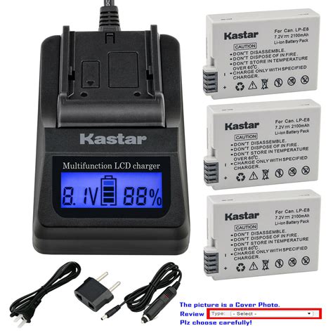 Kastar Battery Lcd Fast Charger For Canon Lp E8 Lc E8 And Canon Eos Kiss