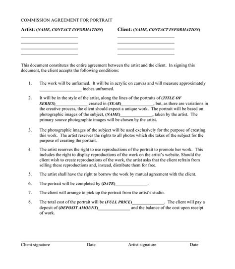 Art Commission Contract Sample | HQ Printable Documents