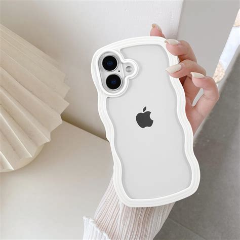 QLTYPRI Compatible With IPhone 16 Case Cute Curly Wave Frame Clear