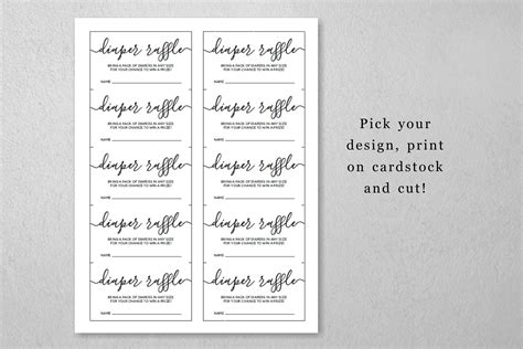 Printable Diaper Raffle Card Template Baby Shower Invitation Etsy