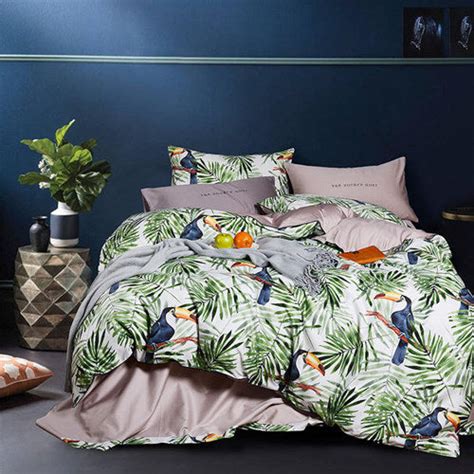 Egyptian Cotton Duvet Cover Tropical Plants Bedding Sets Bvm Home