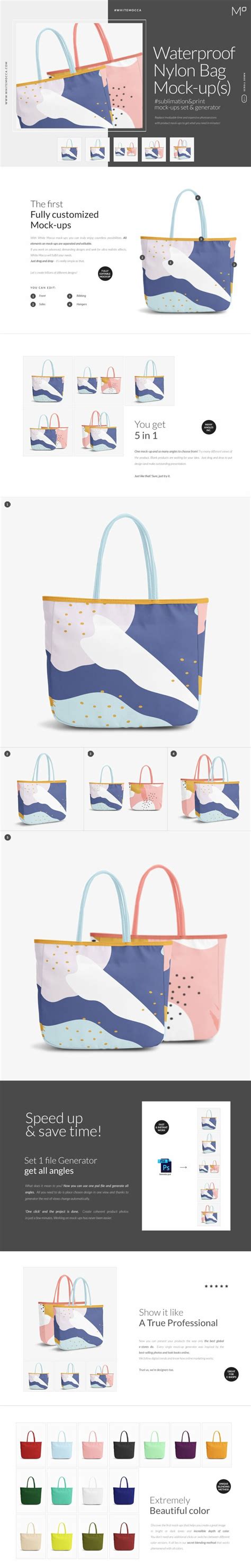 Waterproof Nylon Tote Bag Mock Ups MasterBundles