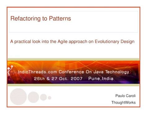 PDF Refactoring To Patterns IndicThreads Refactoring And Agile