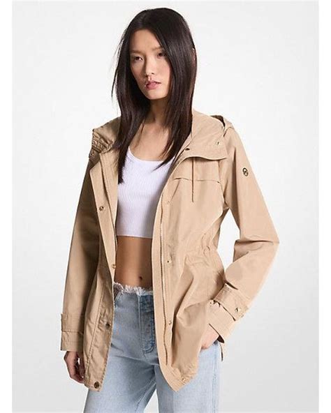 Michael Kors Woven Hooded Anorak In Natural Lyst