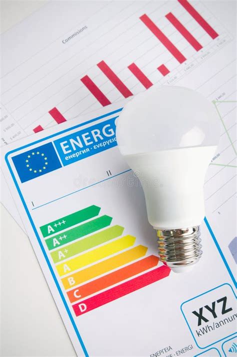 LED Light Bulb on Energy Efficiency Chart Stock Photo - Image of chart ...