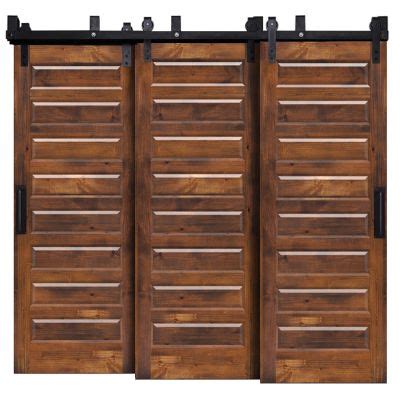 Contemporary Panel Triple Bypass Barn Doors Rustica