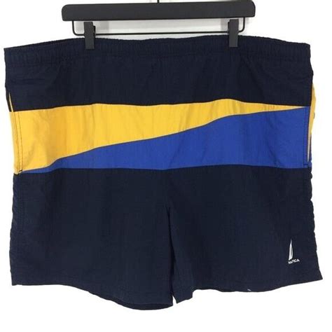 Nautica Color Block Blue And Yellow Swim Trunks Gem