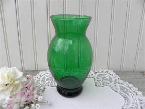 Vintage Anchor Hocking Depression Glass Forest Green 6 Inch Vase The Pink Rose Cottage