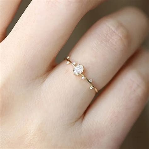 Tisonliz Dainty Simple Cute Rings For Women Female Wedding Engagement