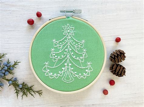 Christmas Tree Hand Embroidery Kit Winter Holiday Decorations Diy