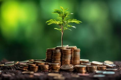 Premium Ai Image Plant Growing From Coins Plant And Coins Tree