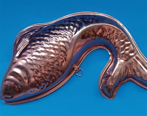 Vintage Copper Jello Mold With Fish Design Retro Jello Mold 1970s